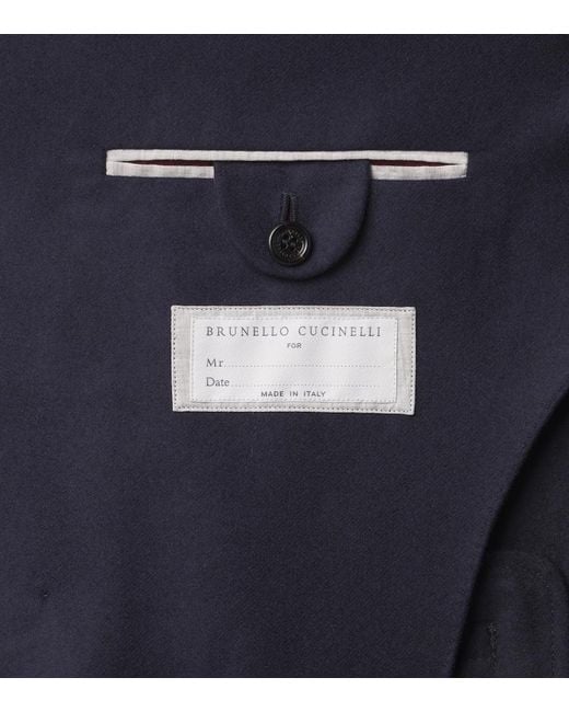 Brunello Cucinelli Blue Double-Breasted Virgin Wool Blazer for men