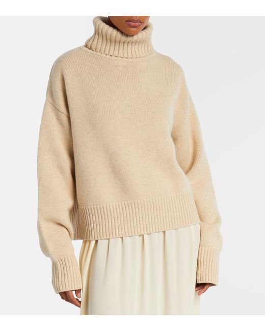 Extreme Cashmere Natural N°434 Crop Xtra Cashmere Turtleneck Sweater