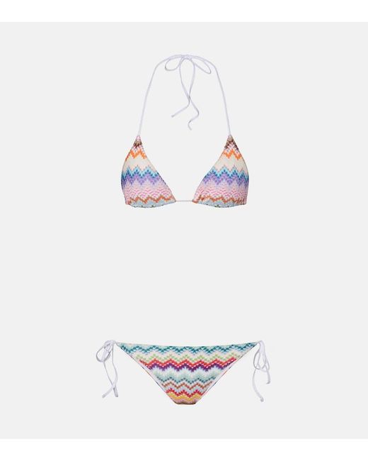 Missoni White Zigzag Lame Bikini