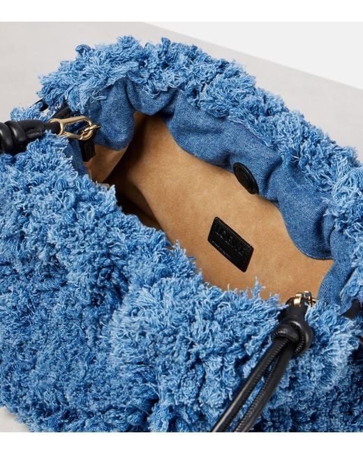 Loewe Blue Clutch Flamenco Medium Aus Denim