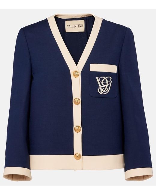 Valentino Blue Crepe Couture Jacket