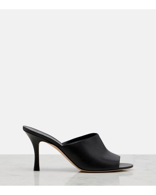 The Row Black Ella Leather Mules