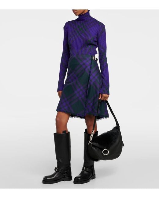 Burberry Black Schultertasche Knight Medium Aus Leder Und Shearling