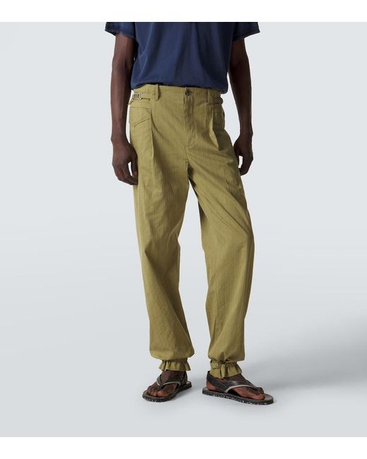 Kiko Kostadinov Green Egreta Striped Cotton-Blend Tapered Pants for men