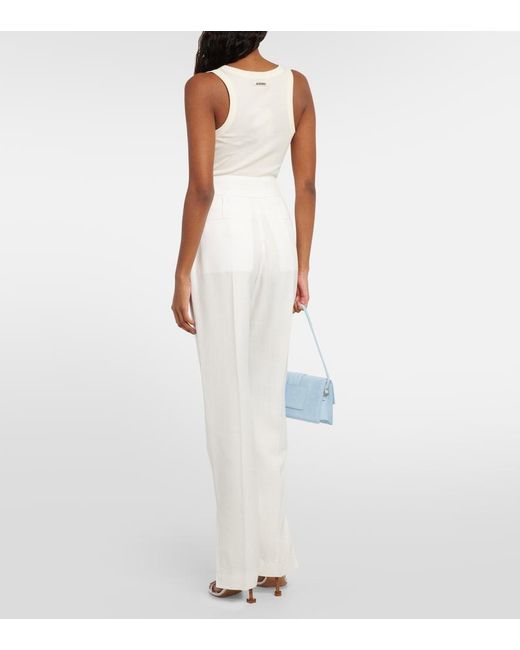 Jacquemus White Le Pantalon Tibau Side-Slit Slim Pants