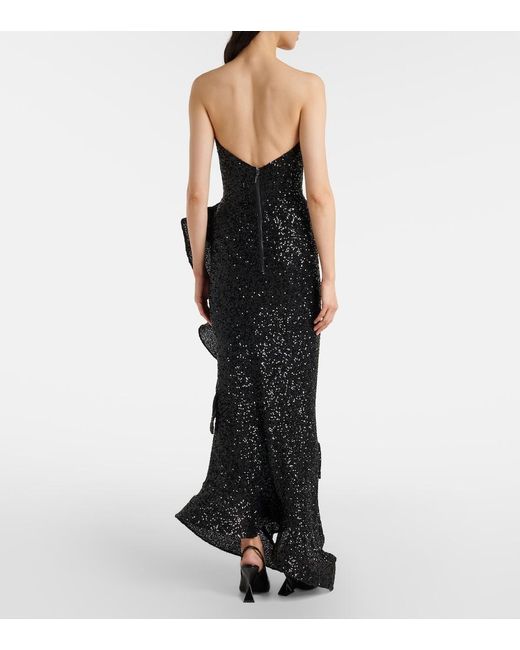Maticevski Black Thistle Wave Ruffled Sequined Gown