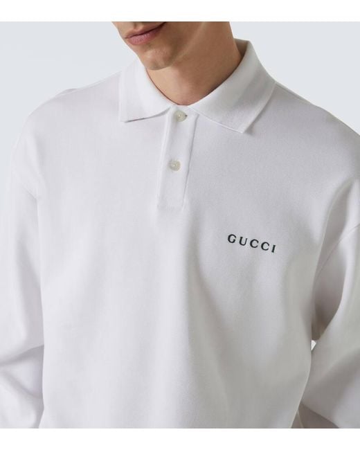 Gucci White Cotton Piquet Polo Shirt With Web for men