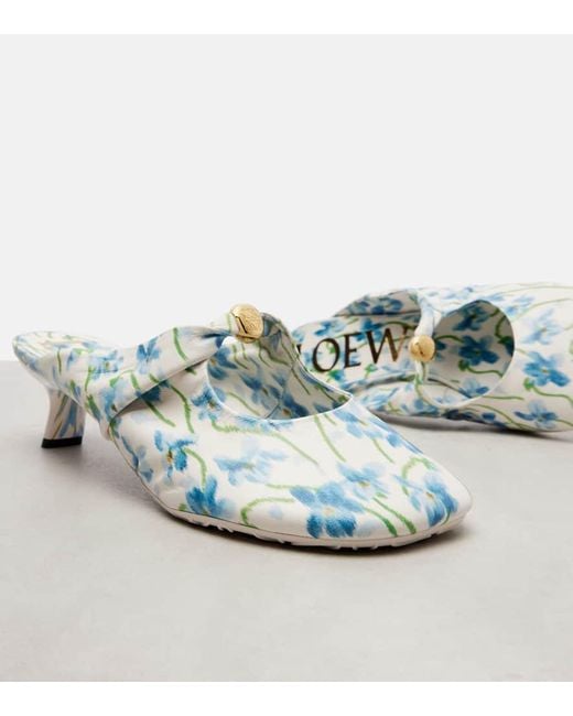 Mules Pebble Soft 45 En Cuir A Fleurs Loewe en coloris Blue