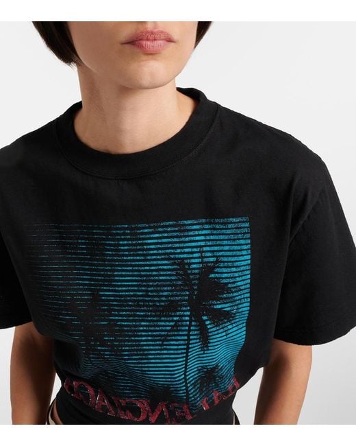 Balenciaga Black Logo Cropped Cotton Jersey T-Shirt