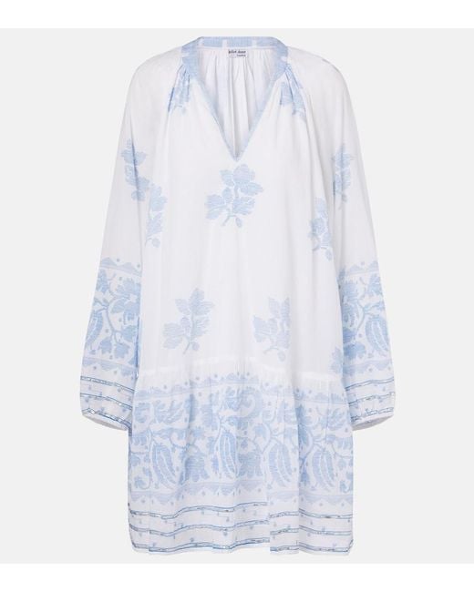 Juliet Dunn Blue Floral Cotton Minidress