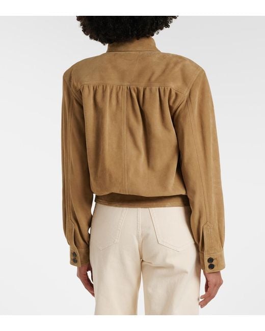 Saint Laurent Brown Gathered Suede Jacket