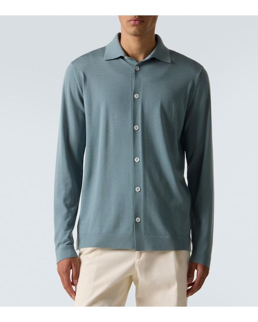 Lardini Blue Virgin Wool Shirt for men