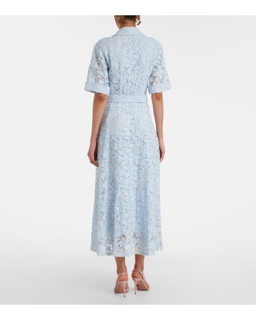 Jonathan Simkhai Blue Deanna Lace Guipure Cotton Midi Dress