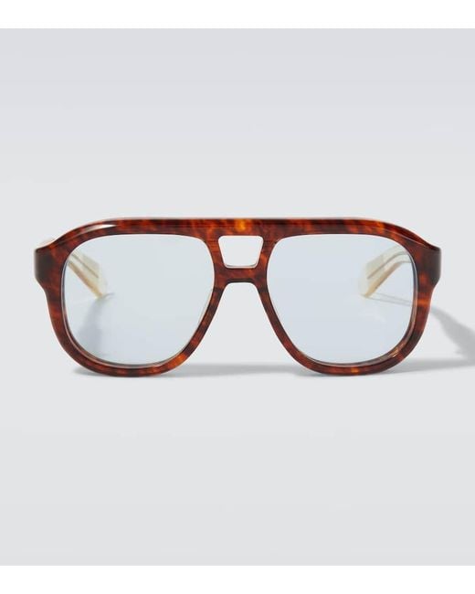 Jacques Marie Mage Brown Jasper Oversized Aviator Sunglasses for men
