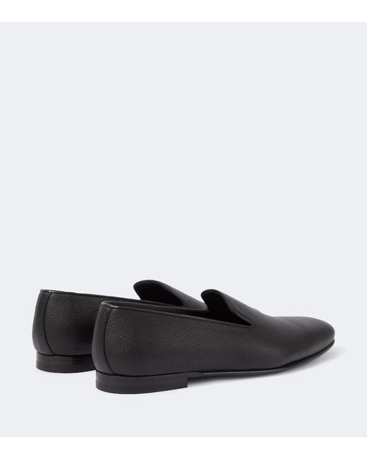 Manolo Blahnik Black Leather Loafers for men