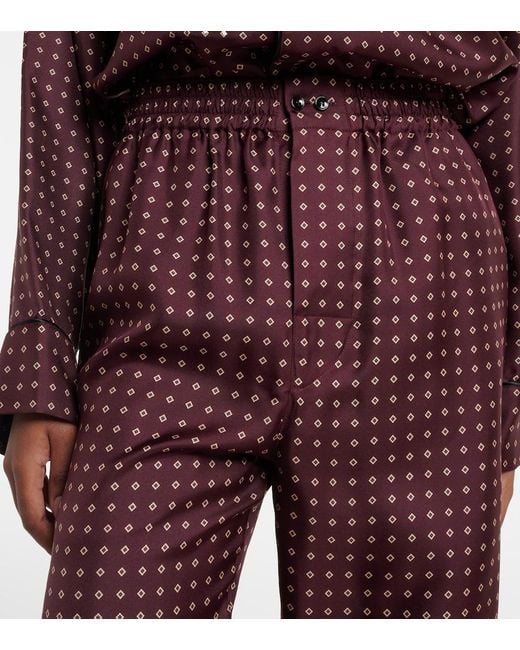 Saint Laurent Purple Printed Silk Satin Pajama Pants