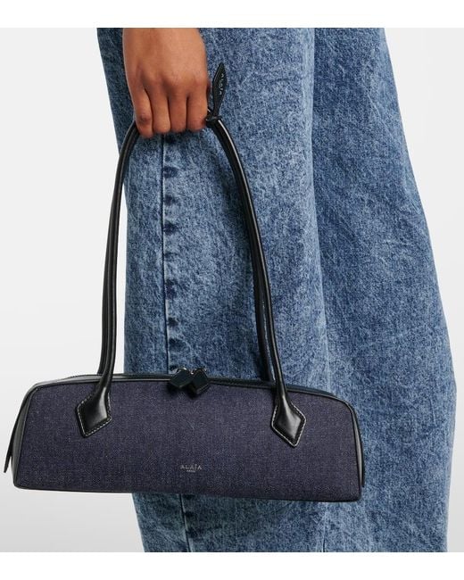 Alaïa Blue Schultertasche Le Teckel Medium Aus Denim