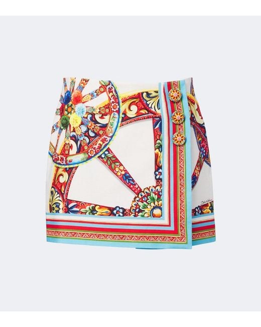 Dolce & Gabbana Red Carretto Cotton Miniskirt