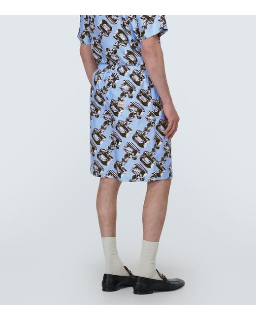 Shorts de seda con Horsebit 3D Gucci de hombre de color Blue