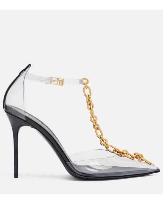 Balmain Blue Chain-Detail Pvc Slingback Pumps