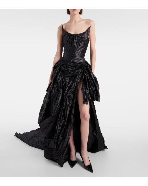 Maticevski Black Candescence Asymmetric Bustier Gown
