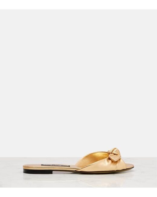 Dolce & Gabbana Metallic Leather Slides