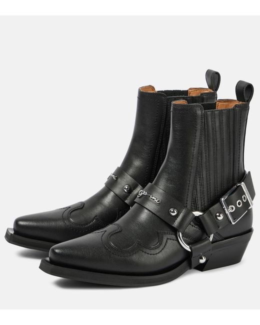 Bottines Chelsea Western Ganni en coloris Black