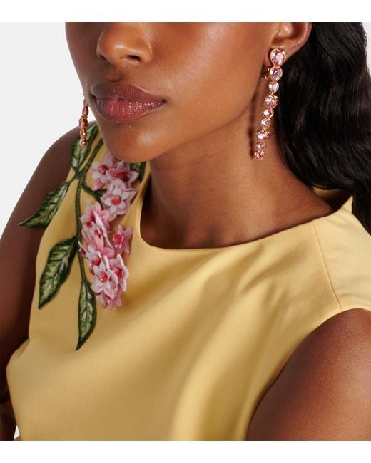Oscar de la Renta White Crystal-Embellished Clip-On Earrings