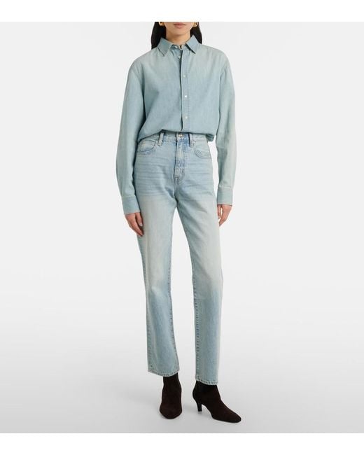SLVRLAKE Denim Blue London High-Rise Straight Jeans