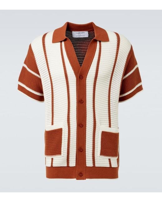 Frescobol Carioca Red Fabricio Crochet Cotton Shirt for men