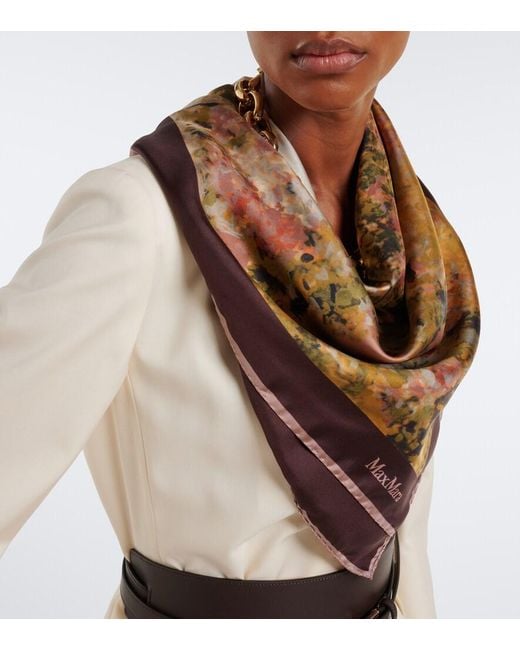 Max Mara Metallic Printed Silk Twill Scarf