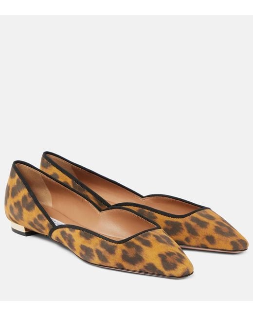 Aquazzura Brown Maia Flay Leather Ballet Flats