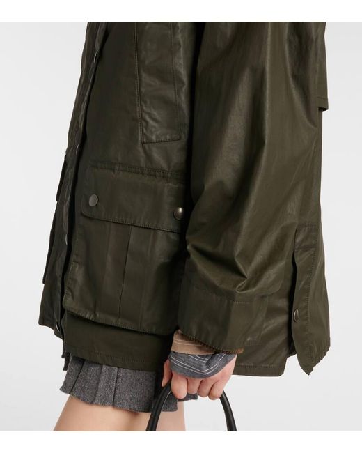 Miu Miu Green Jacke Aus Popeline Mit Cord