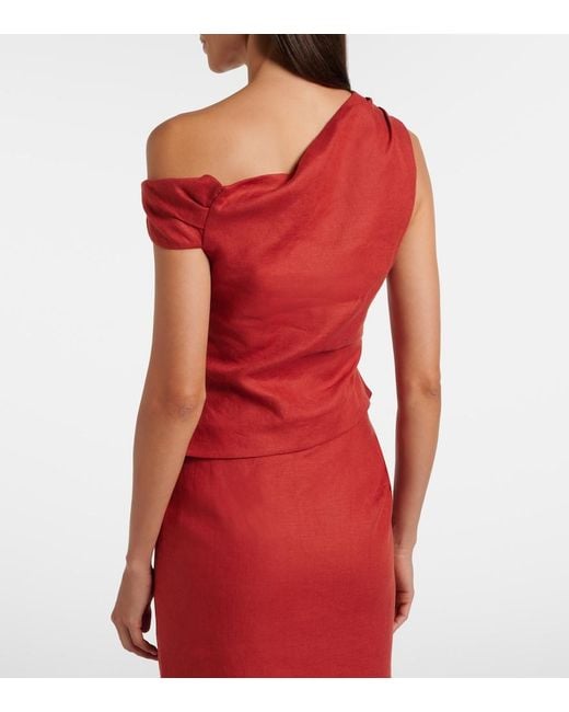 Sir Red Asymmetric Linen Top