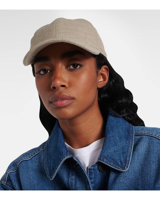 The Row Natural Caspian Silk, Linen, And Wool Baseball Cap