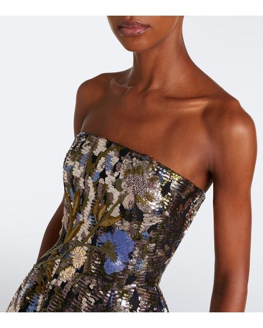 Elie Saab Black Embellished Silk-Blend Bustier Gown