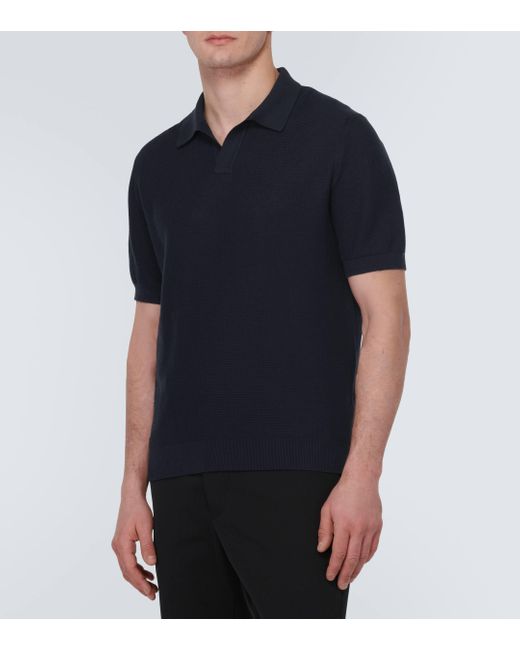 Zegna Blue Cotton Pique Polo Shirt for men