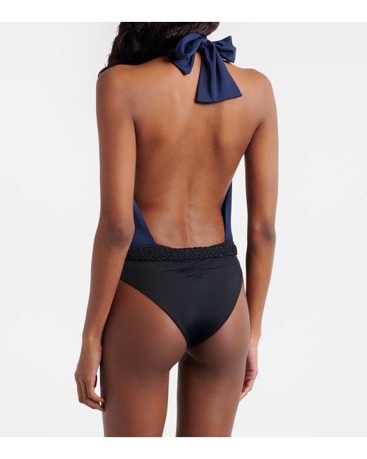 Johanna Ortiz Blue Halterneck Swimsuit