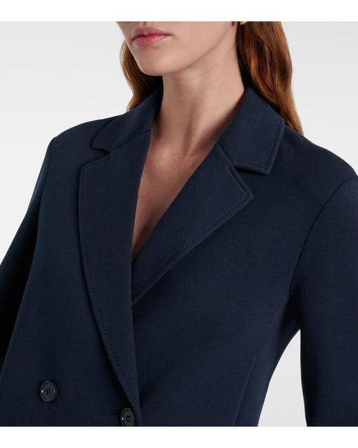 Max Mara Blue Badia Double-Breasted Cotton-Blend Blazer
