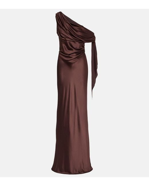 The Sei Purple Draped Asymmetrical Silk Satin Gown