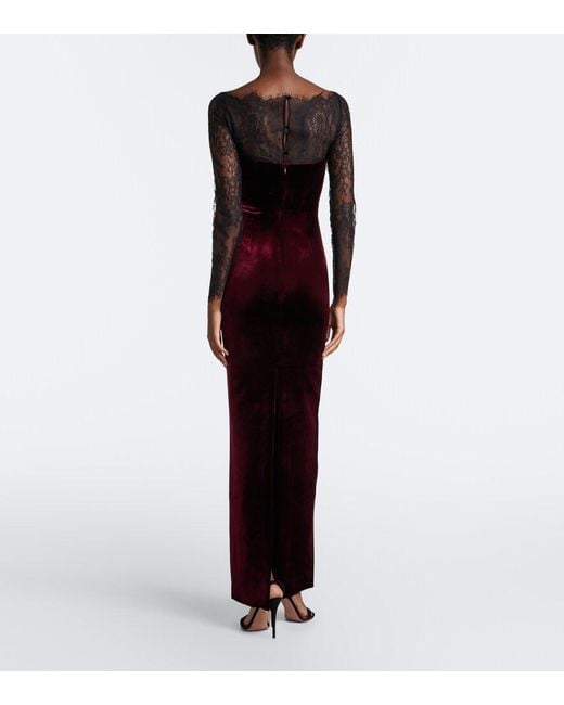 Roland Mouret Purple Lace-Trimmed Velvet Gown