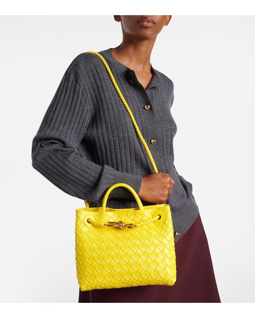 Bottega Veneta Yellow Andiamo Small Leather Tote Bag