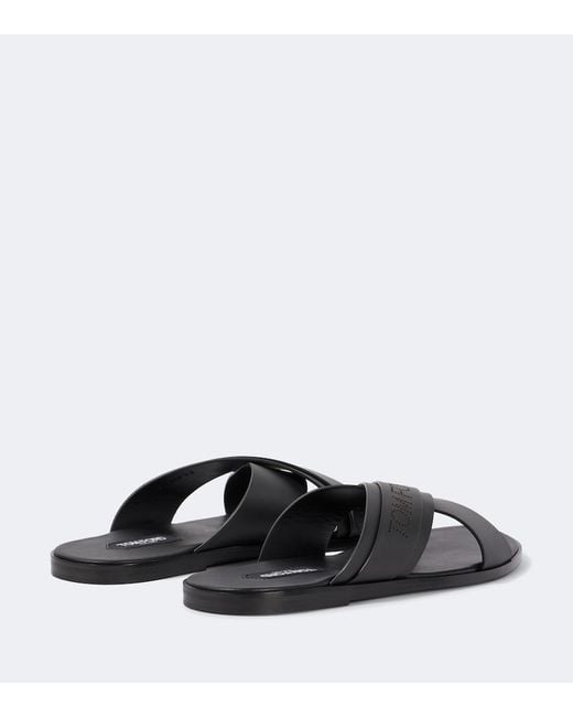Tom Ford Brown Preston T Leather Sandals for men