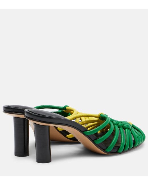 J.W. Anderson Green Plot Woven Leather Mules