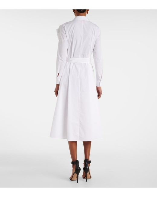 Carolina Herrera White Floral-Applique Poplin Shirtdress