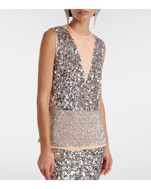 Top A Sequins Rabanne en coloris Gray