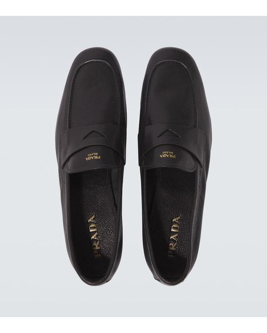 Prada Black Leather Penny Loafers for men