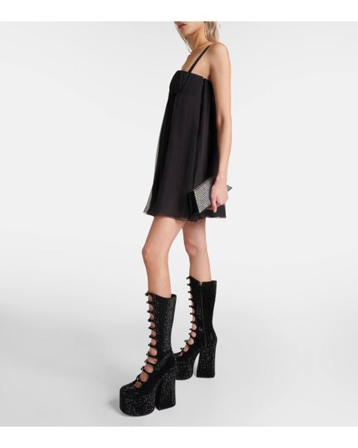 Marc Jacobs Black Kiki Embellished Suede Platform Knee-High Boots