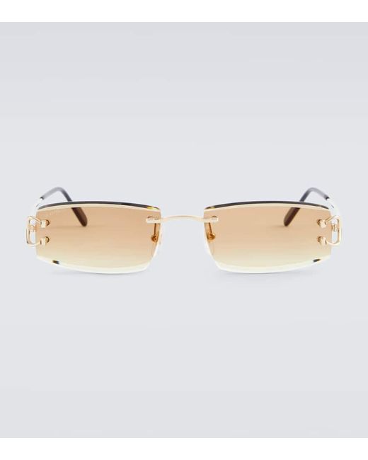 Cartier Eckige Sonnenbrille Signature C in Natural für Herren
