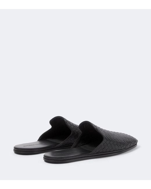 Bottega Veneta Black Palazzo Intrecciato Leather Mules for men